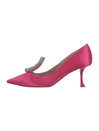Pre-owned Roger Vivier Satin Crystal Embellishments Pumps In Pink