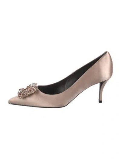 Pre-owned Roger Vivier Satin Crystal Embellishments Pumps In Pink