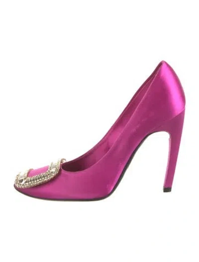 Pre-owned Roger Vivier Satin Crystal Embellishments Pumps In Purple