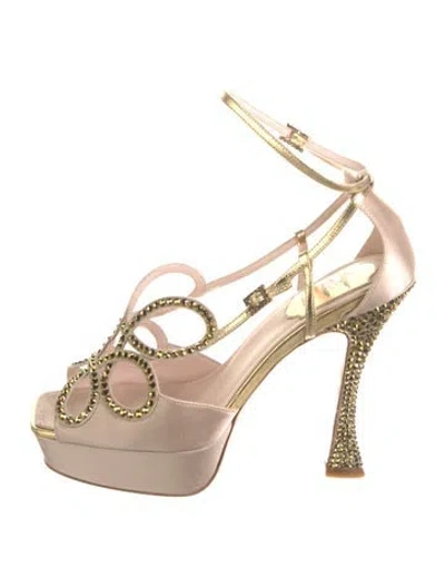 Pre-owned Roger Vivier Satin Crystal Embellishments Sandals