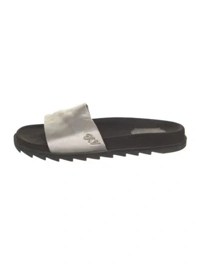 Pre-owned Roger Vivier Satin Crystal Embellishments Slides In Gray