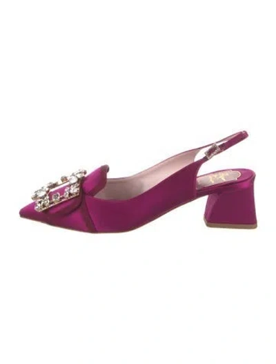 Pre-owned Roger Vivier Satin Crystal Embellishments Slingback Pumps In Purple
