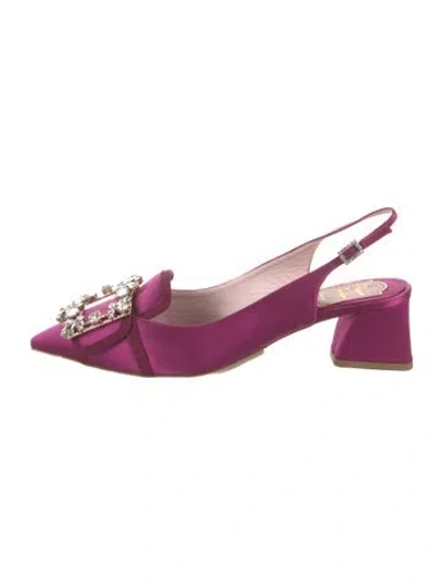 Pre-owned Roger Vivier Satin Crystal Embellishments Slingback Pumps In Purple