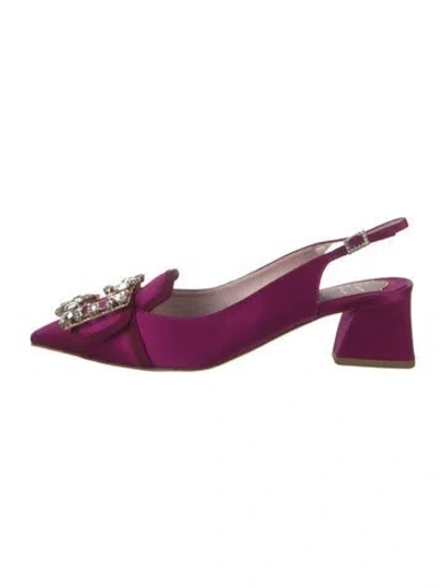 Pre-owned Roger Vivier Satin Crystal Embellishments Slingback Pumps In Purple