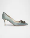 Roger Vivier Efflorescence Crystal-embellished Satin Pumps In Blue