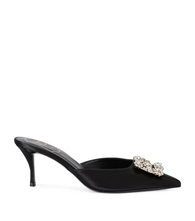 ROGER VIVIER SATIN DECOLLETÉ CRYSTAL BUCKLE MULES 65