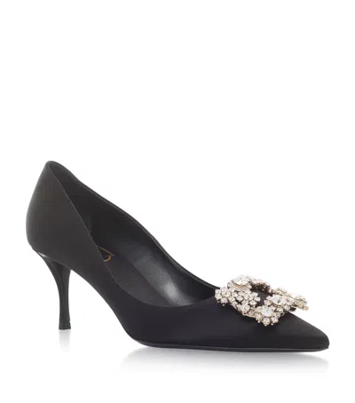 Roger Vivier Embellished Satin Pumps In Black