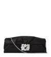 Roger Vivier Women's Satin Efflorescence Clutch Bag With Buckle In Black