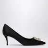 Roger Vivier Black Satin Efflorescence Décolletés In Black