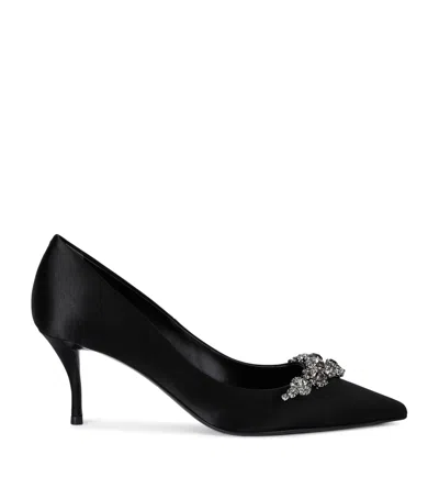 Roger Vivier Satin Embellished Efflorescence Pumps 65 In Black