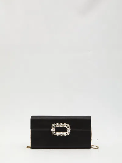 Roger Vivier Pilgrim Clutch Bag In Satin In Purple
