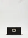 Roger Vivier Satin Efflorescence Envelope Clutch Bag In Black
