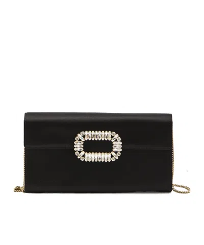 Roger Vivier Satin Envelope Shoulder Bag Chain Strap In Blue