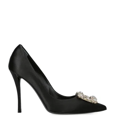 ROGER VIVIER SATIN FLOWER STRASS PUMPS 100