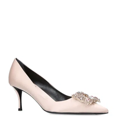 Roger Vivier Bouquet Strass Buckle Pumps 85 In Golden