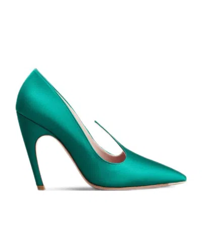 Roger Vivier Satin High Heels In Green