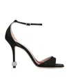 Roger Vivier I Love Vivier Strass-detail Satin Sandals In Black