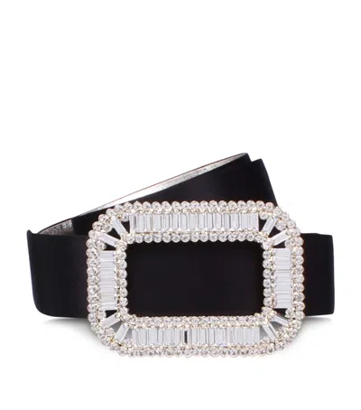 Roger Vivier Satin Pilgrim Belt In Brown