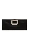 Roger Vivier Satin Pilgrim Clutch Bag In Black