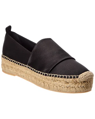 Roger Vivier Satin Platform Espadrille In Black