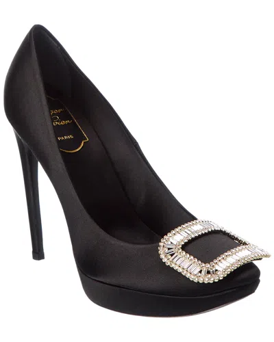 Roger Vivier Satin Platform Pump In Black