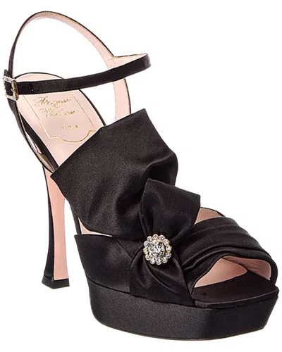 Roger Vivier Satin Platform Sandal In Black