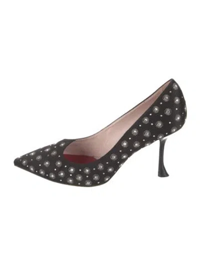 Pre-owned Roger Vivier Satin Polka Dot Print Pumps In Black