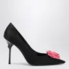 Roger Vivier Satin Pumps With Rose In Multi