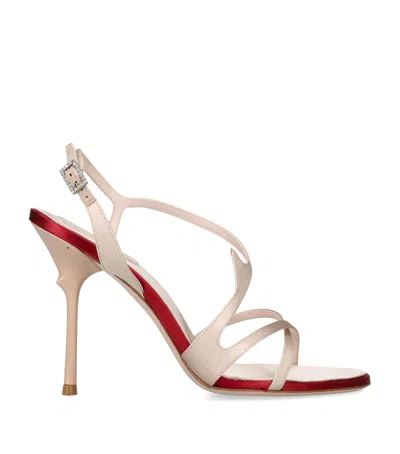 Roger Vivier 100mm Epine Satin Asymmetric Crisscross Sandals In Multi