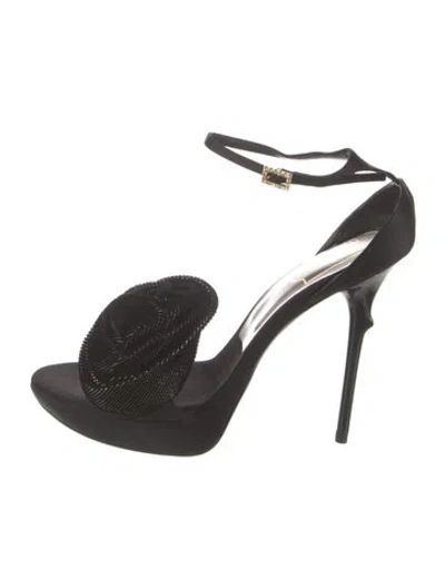 Pre-owned Roger Vivier Satin Sandals In Black