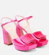 Roger Vivier 100mm Wedge Satin Sandals In Rossetto Chiaro