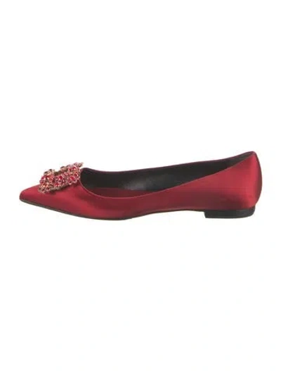 Pre-owned Roger Vivier Satin Sequin Embellishments Ballet Flats In Red