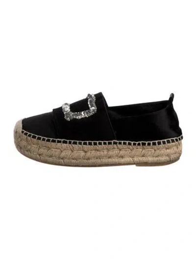 Pre-owned Roger Vivier Satin Sequin Embellishments Espadrilles In Black