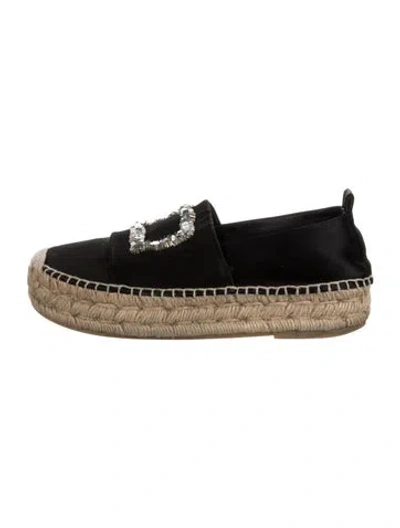 Pre-owned Roger Vivier Satin Sequin Embellishments Espadrilles In Black