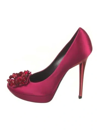 Pre-owned Roger Vivier Satin Sequin Embellishments Pumps In Pink