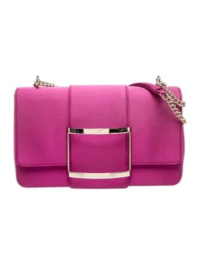 Pre-owned Roger Vivier Satin Shoulder Bag In Purple