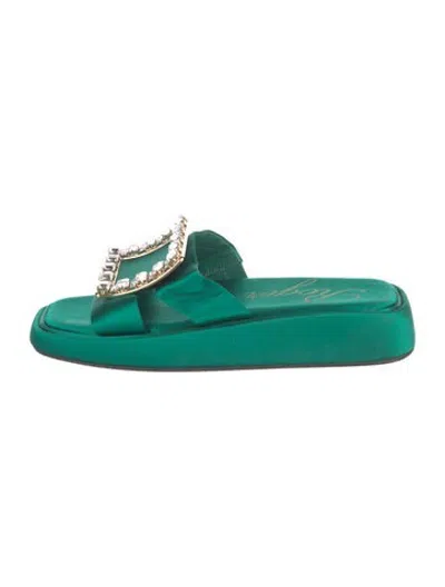 Pre-owned Roger Vivier Satin Slides In Green