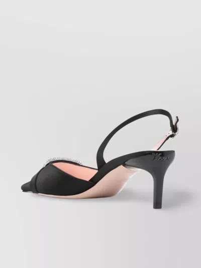 Roger Vivier Satin Slingback Pumps Crystal Embellishment In Black