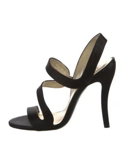 Pre-owned Roger Vivier Satin Slingback Sandals In Black