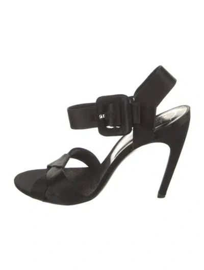 Pre-owned Roger Vivier Satin Slingback Sandals In Black