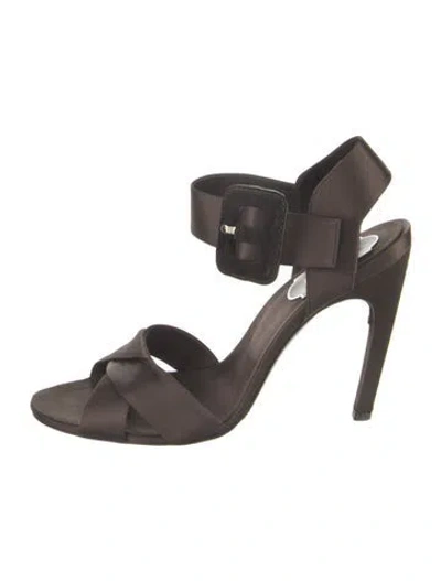 Pre-owned Roger Vivier Satin Slingback Sandals In Brown