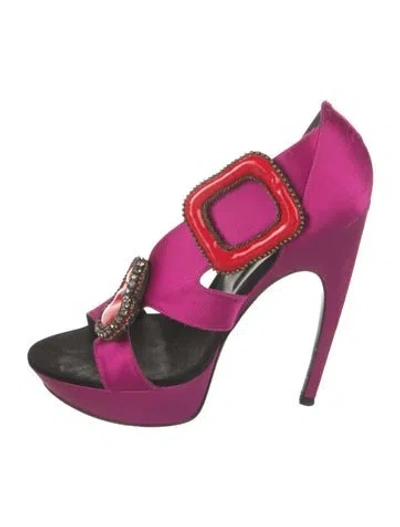 Pre-owned Roger Vivier Satin Slingback Sandals In Pink
