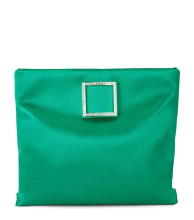 Roger Vivier Satin Trompette Pouch In Green