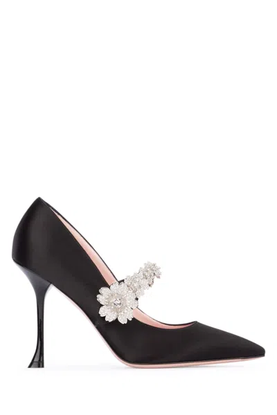 Roger Vivier Bouquet Flower Babies Embellished Satin Pumps In Black