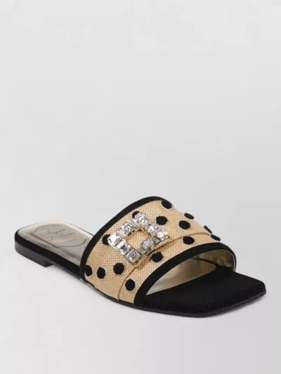 Roger Vivier Sea Dots Mule Slides Embellished Buckle In Black