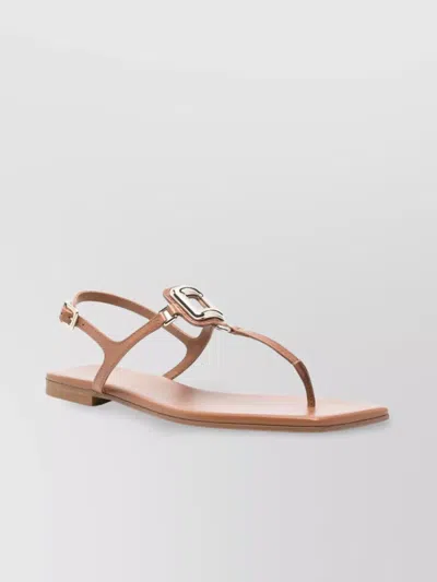 Roger Vivier Sea Leather Thong Sandals With Buckle Detail