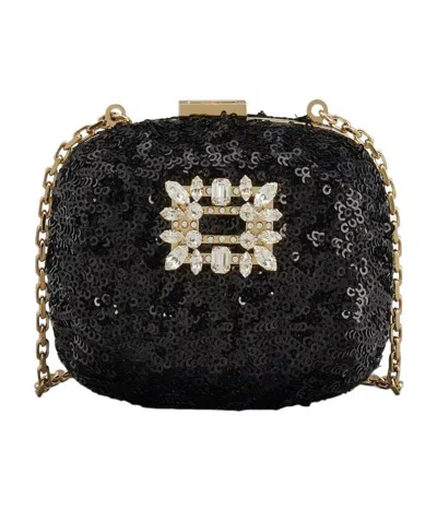 Roger Vivier Sequin Embellished Clutch Bag In Black