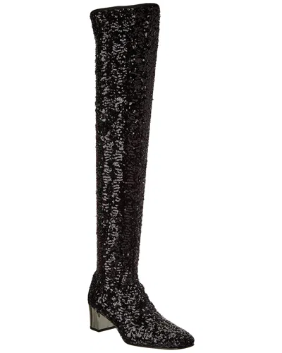 Roger Vivier Sequin Knee-high Boot In Black
