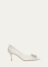 Roger Vivier Sequin Mesh Strass Buckle Pumps In Bianco