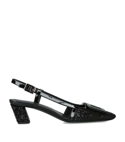 Roger Vivier Sequinned Belle Vivier Slingback Pumps 45 In Black